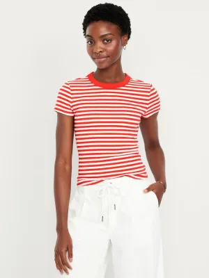 Camiseta de rayas ajustada Rojo y Blanco