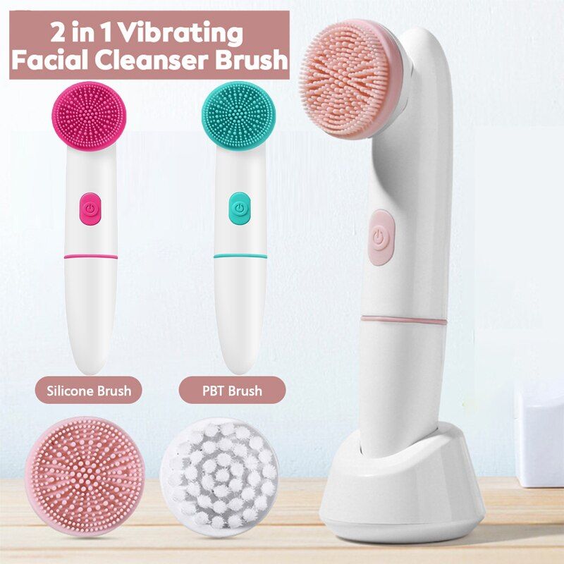 2 In 1 Electric Face Massage Silicone Cleansing Brush
