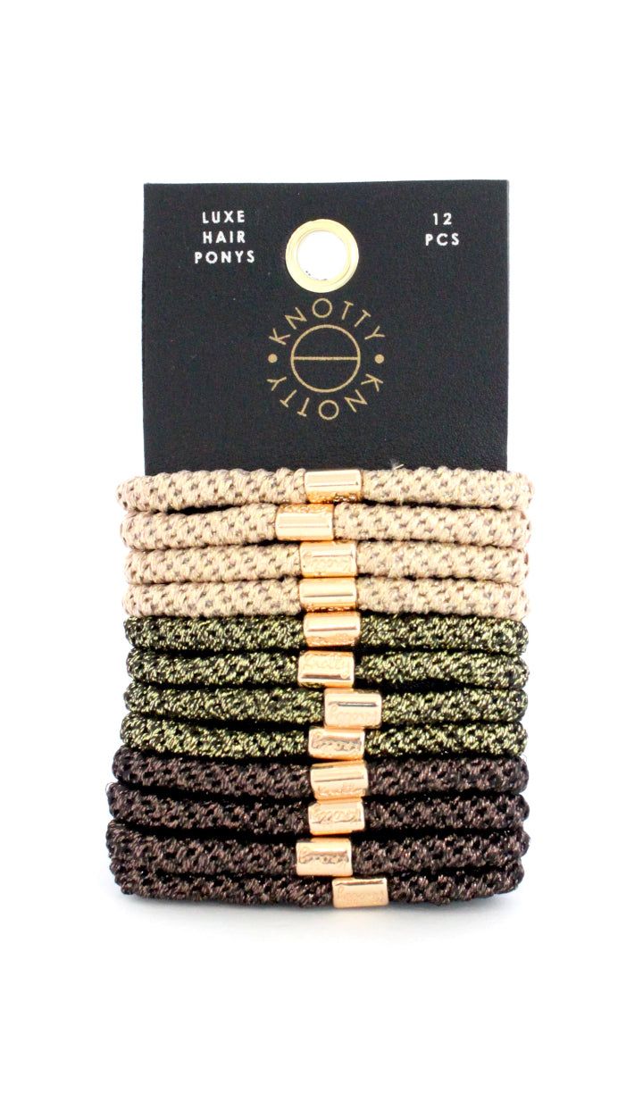 Luxe Hair Pony 12-Pack | Earth Metallics