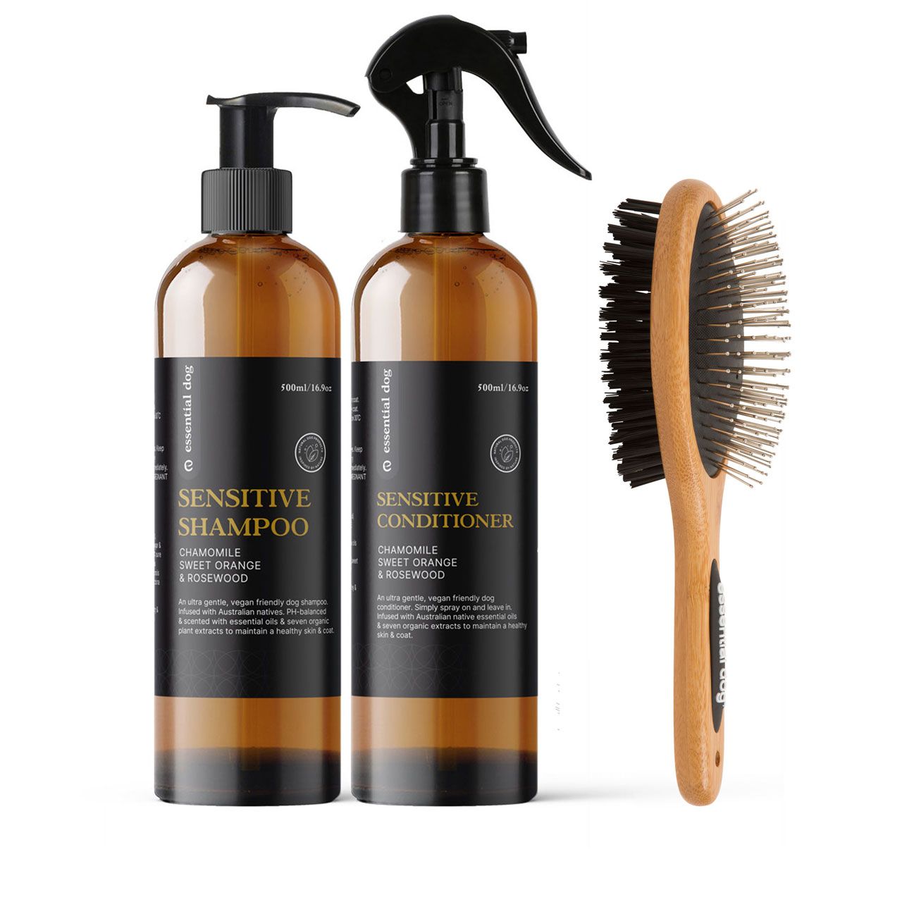 500ml Sensitive Shampoo &amp; Conditioner &amp; Natural Bamboo Brush
