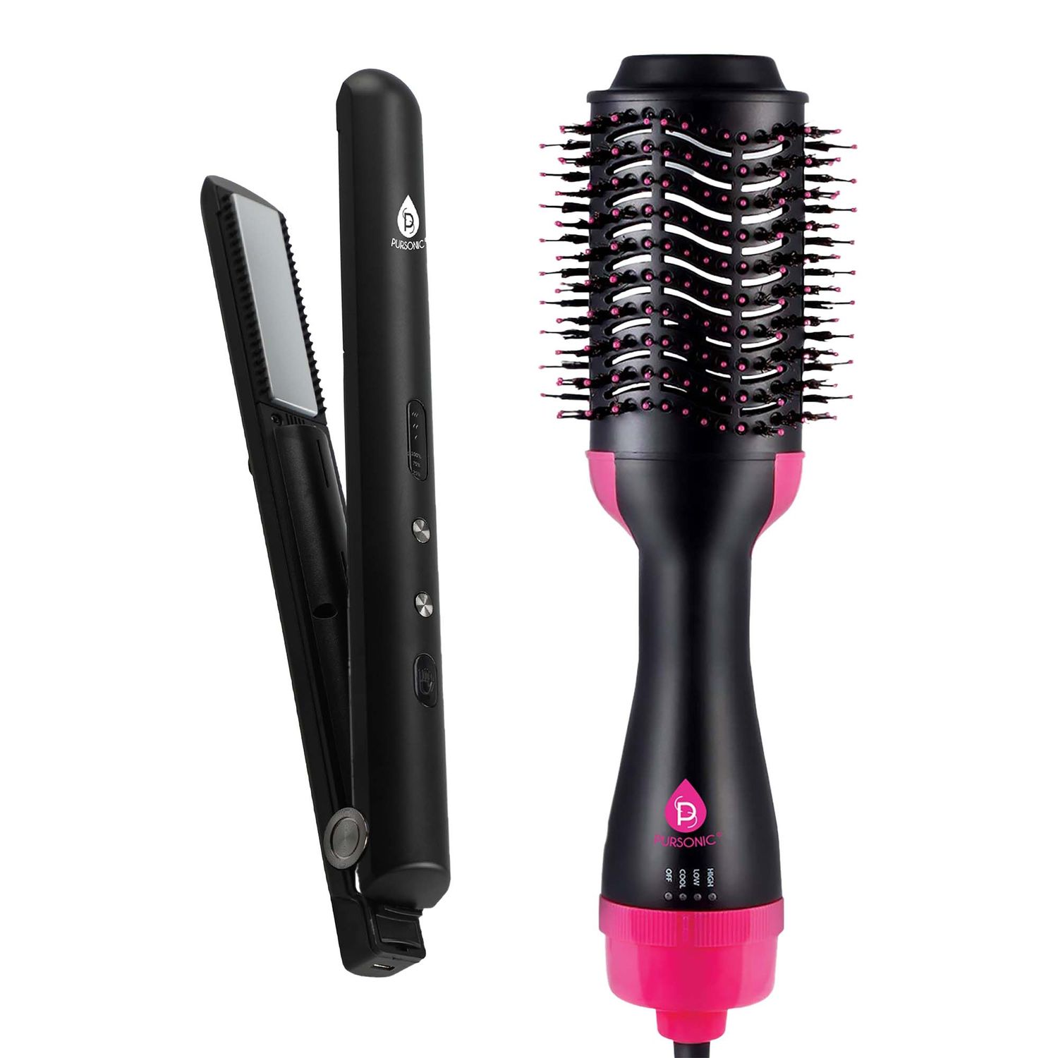 Style-on-the-Go Bundle – Cordless Hair Straightener &amp; One Step Volumizer Brush for Sleek, Voluminous Hair Anytime, Anywhere