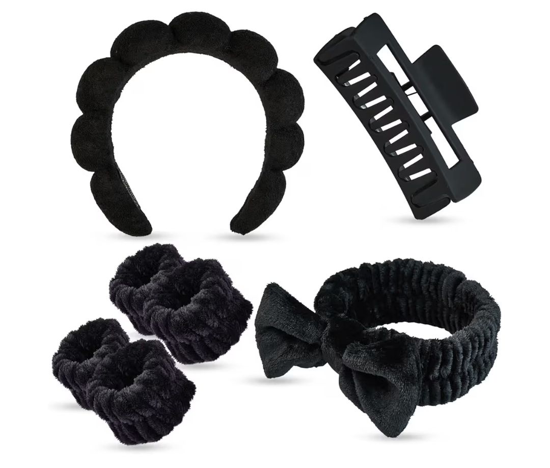 7 Pc Spa Set, Facial Wristband, Skincare Headband, College Style Girl Gift, Hair Accessories for Women &amp; Girls