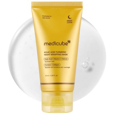 Medicube Kojic Acid Turmeric Overnight Wrapping Peel Off Mask – Brightens &amp; Defends Against Skin Stress for a Clear, Glowing Complexion, Korean Skincare, 2.53 fl. oz.
