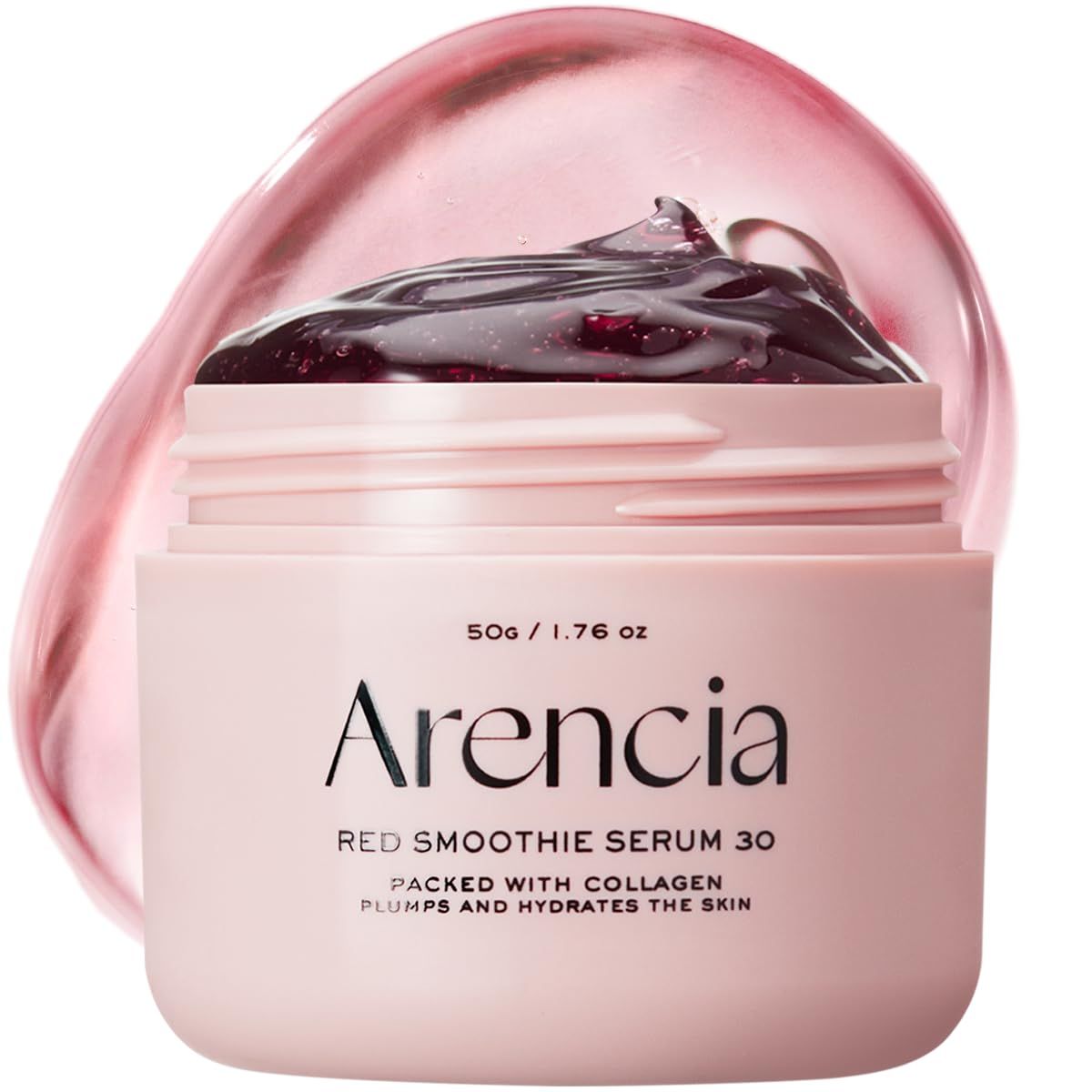 Arencia Overnight Red Smoothie Face Mask Serum, Glowing &amp; Soothing with 30% red collagen, Niacinamide, Peptide, Vitamin E