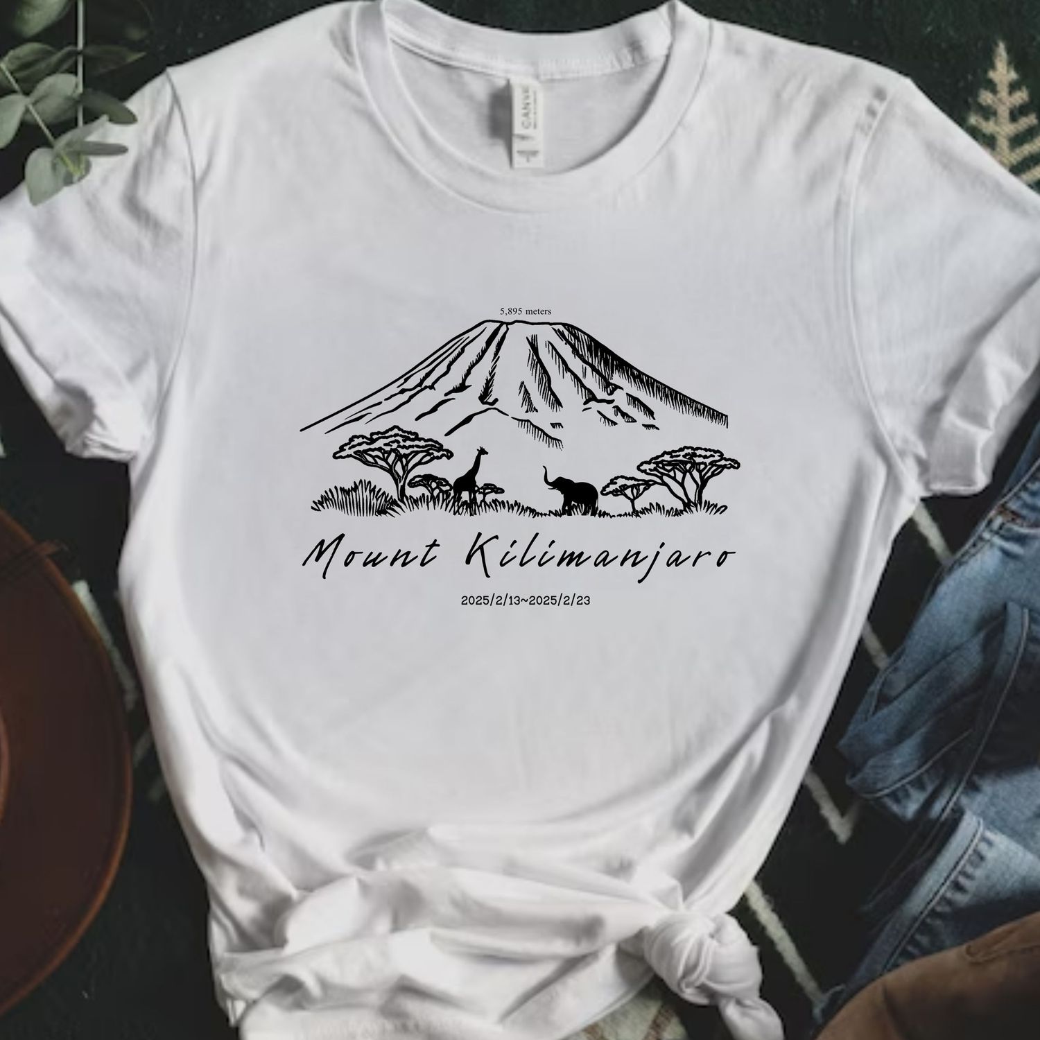 Mount Kilimanjaro Sketch Unisex Sports t-shirt