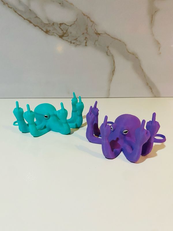 Funny Octopus Figurine Giving the Finger
