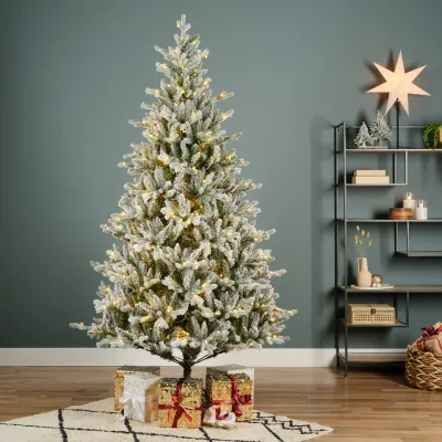 Snowy Allison Pine Pre-Lit Warm White &amp; Multi Color LED Lights