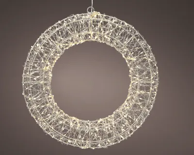 Silver Wire Wreath Pre Lit Micro Warm White LED