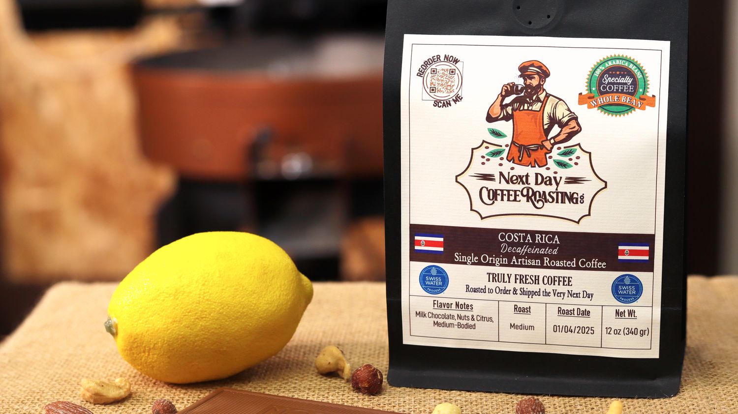 Costa Rica - El Indio - Swiss Water® Process Decaffeinated, Single Origin Arabica Coffee 12 oz Bag