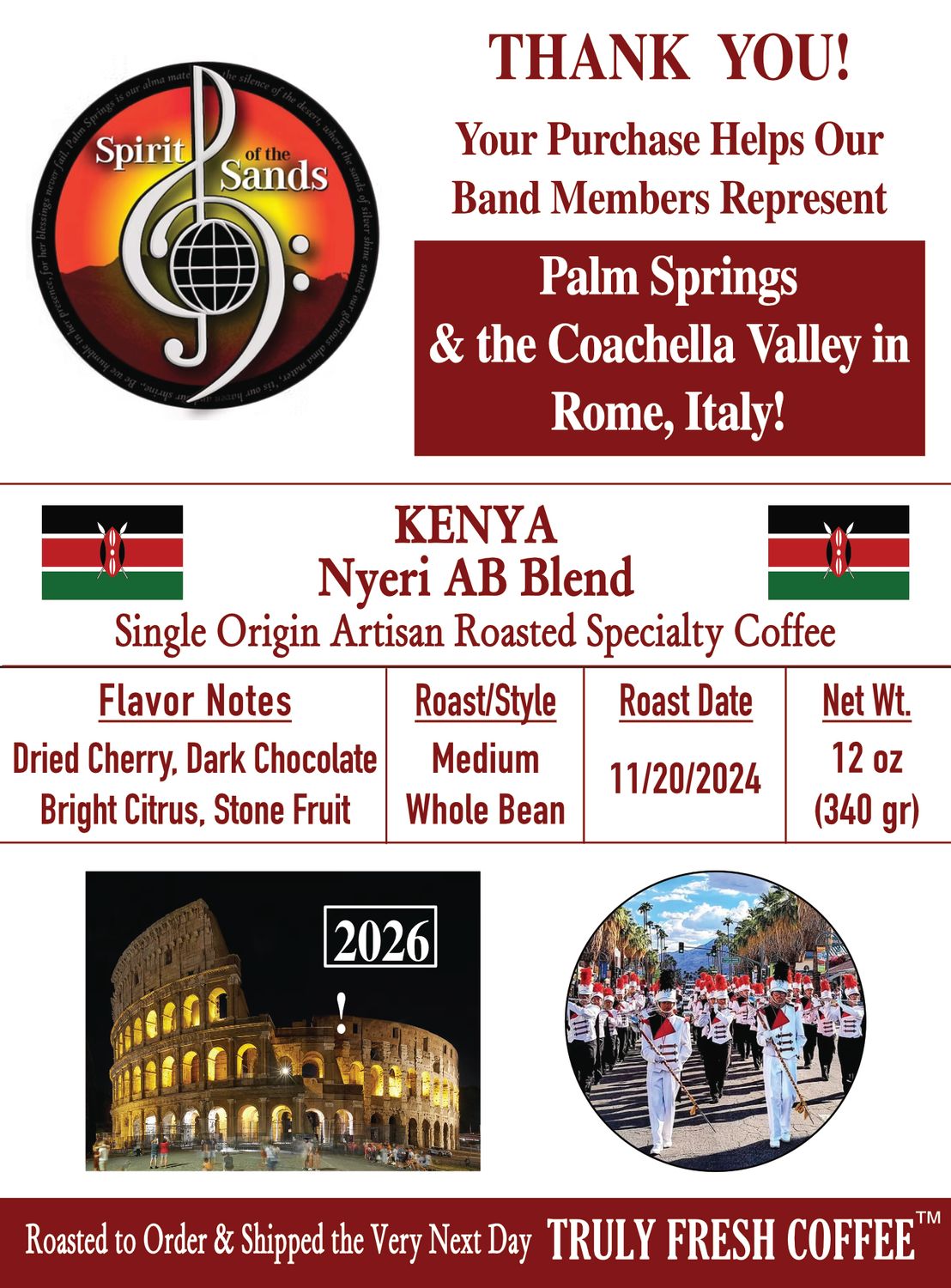 Kenya - Nyeri AB Blend, Single Origin Arabica Coffee 3 - 12 oz Bags