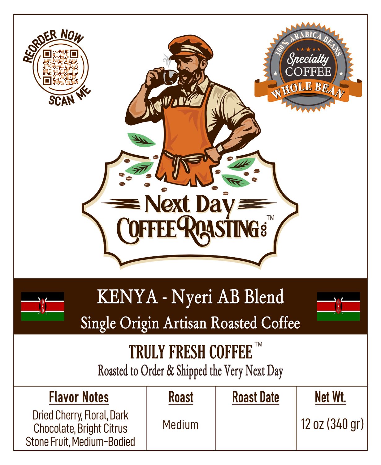 Kenya - Nyeri AB Blend, Single Origin Arabica Coffee 12 oz Bag Kenya - Nyeri AB Blend, Single Origin Arabica Coffee 12 oz Bag