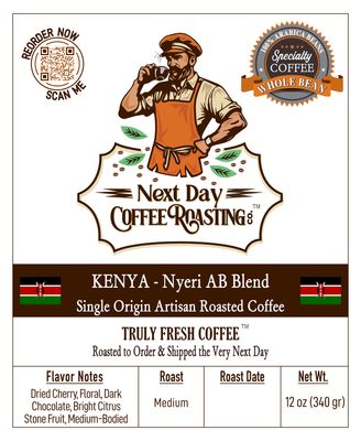 Kenya - Nyeri AB Blend, Single Origin Arabica Coffee 12 oz Bag