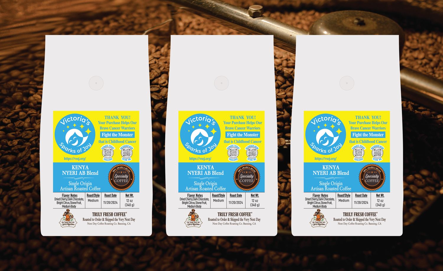 Kenya, Nyeri AB Blend, Single Origin Arabica Coffee 3 - 12 oz Bags (36 oz) Multi-Pack