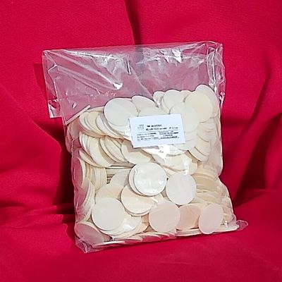 500 Petites hosties blanches gravées 3,2cm en sachet. ATTENTION: Commande limitée à 20 sachets. Merci!