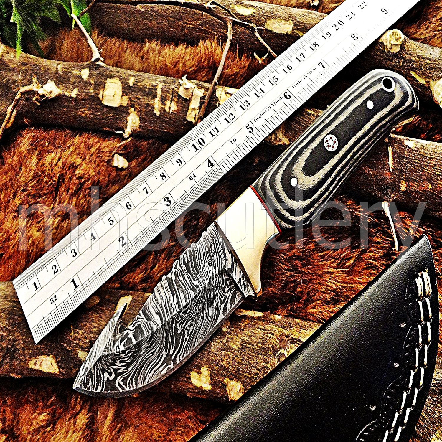 Handmade Damascus Steel Gut hook Skinner