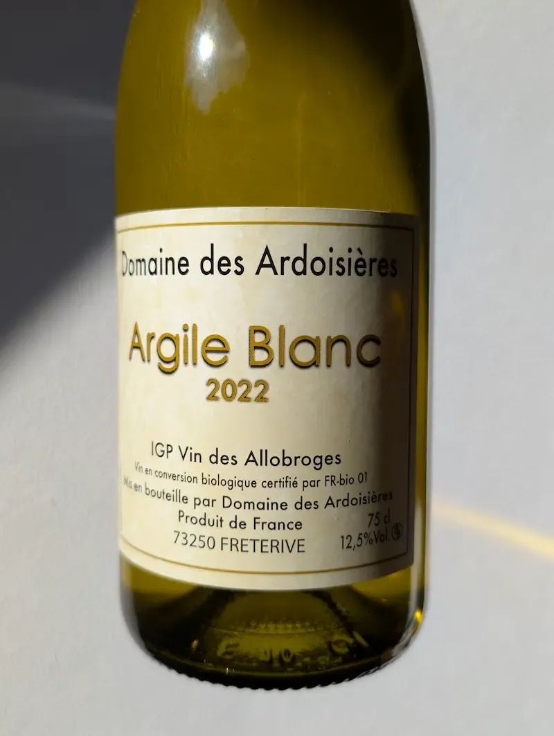 Argile Blanc 2022, Vin des Allobroges, Domaine des Ardoisieres