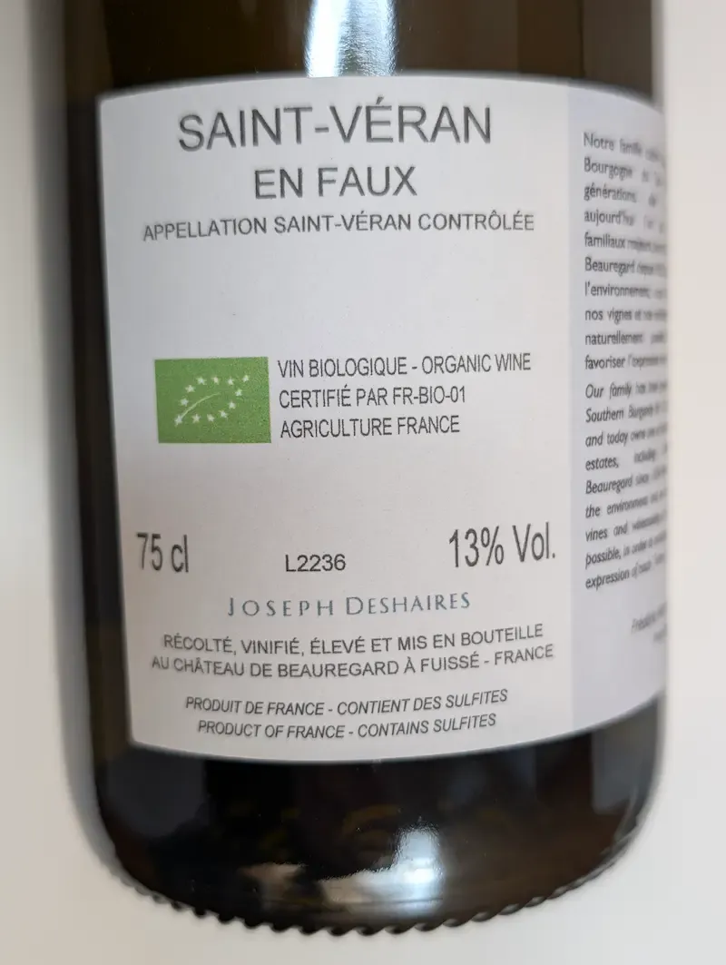 Saint-Véran, en Faux 2022, Joseph Deshaires - Domaine de Beauregard