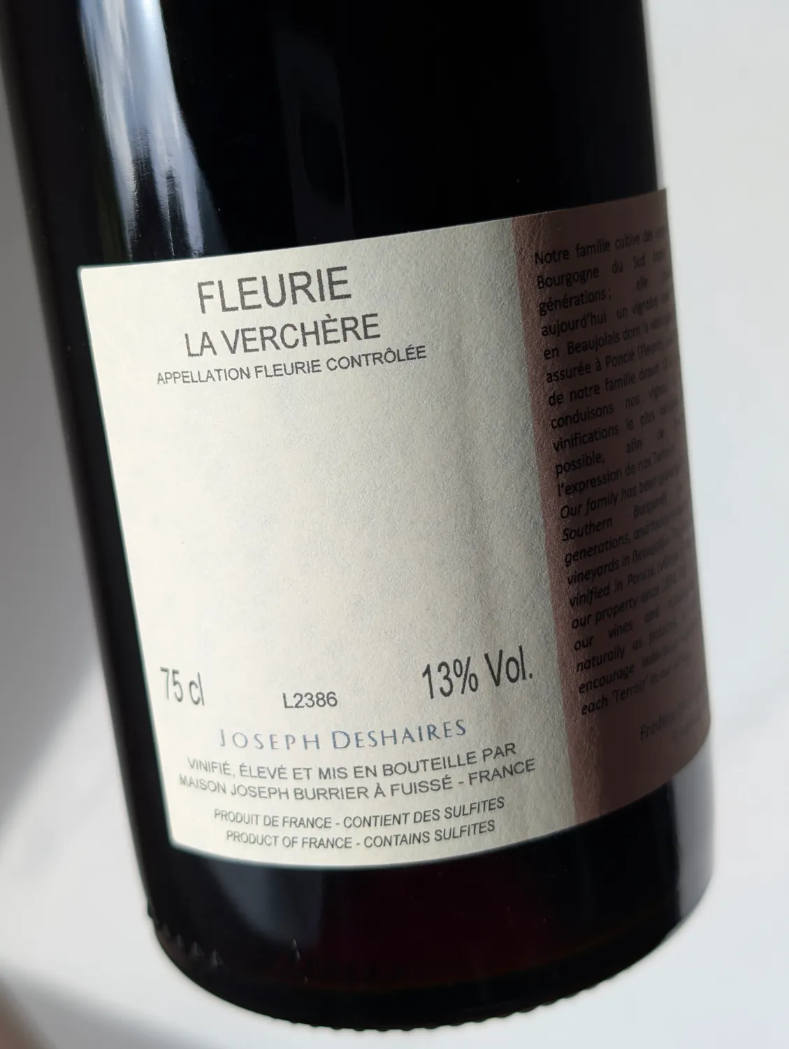 Fleurie, La Verchère 2023, Joseph Deshaires - Domaine de Beauregard