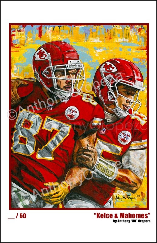 "Kelce & Mahomes" 11x17, 2nd Run, (*not numbered) - Limited Run
