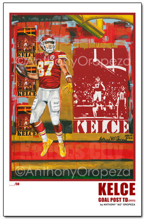 NEW! - "Kelce-Goal Post TD" - 11x17, 1st Run (50-numbered)