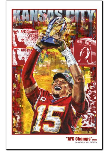 "AFC Champs" Feat: Mahomes by AO  11" x 17" - 2nd Edition - Not Numbered - Limited Run