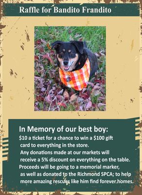 Bandit In Memory Raffle