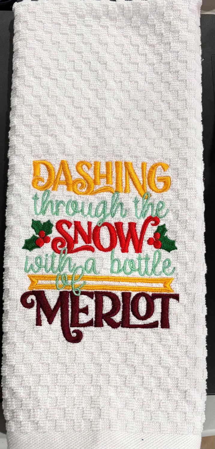 Dashing Through the Snow with a Bottle of Merlot Towel