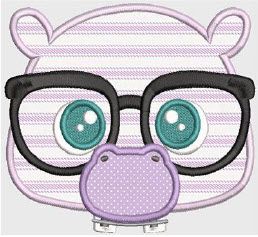 Hippo in Glasses Hooded Towel