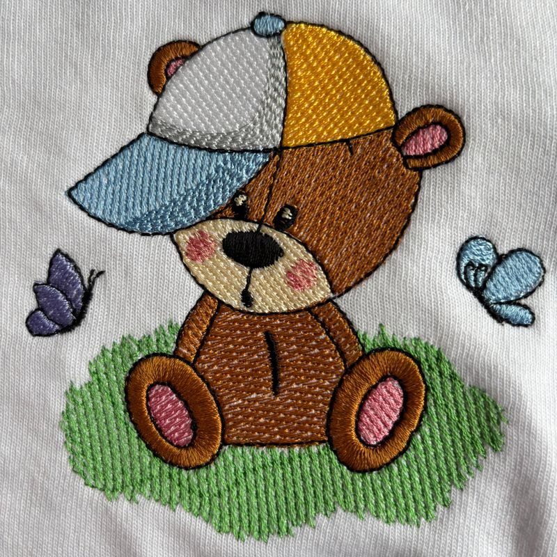 Boy Bear with Butterflies Burp Cloth