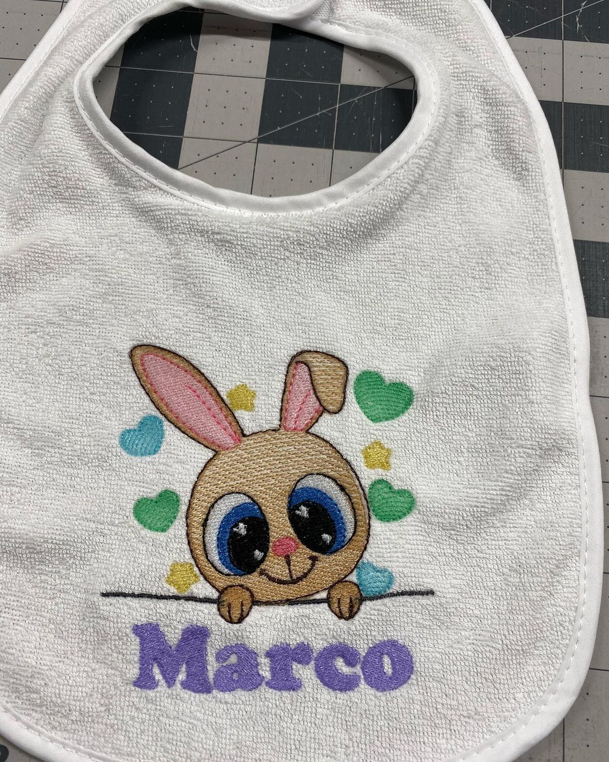 Bunny Face with Hearts Bib