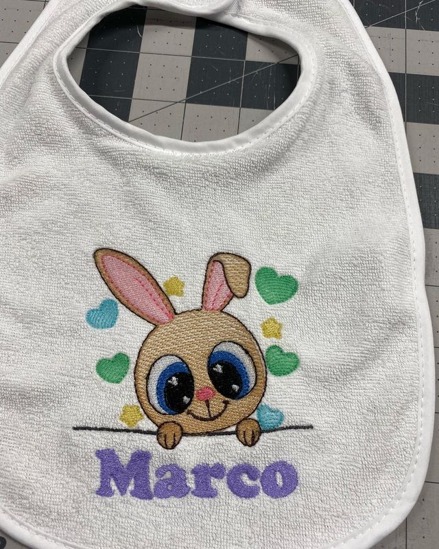 Bunny Face with Hearts Bib