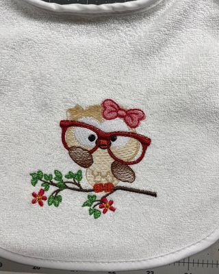 Girl Owl with Glasses Bib