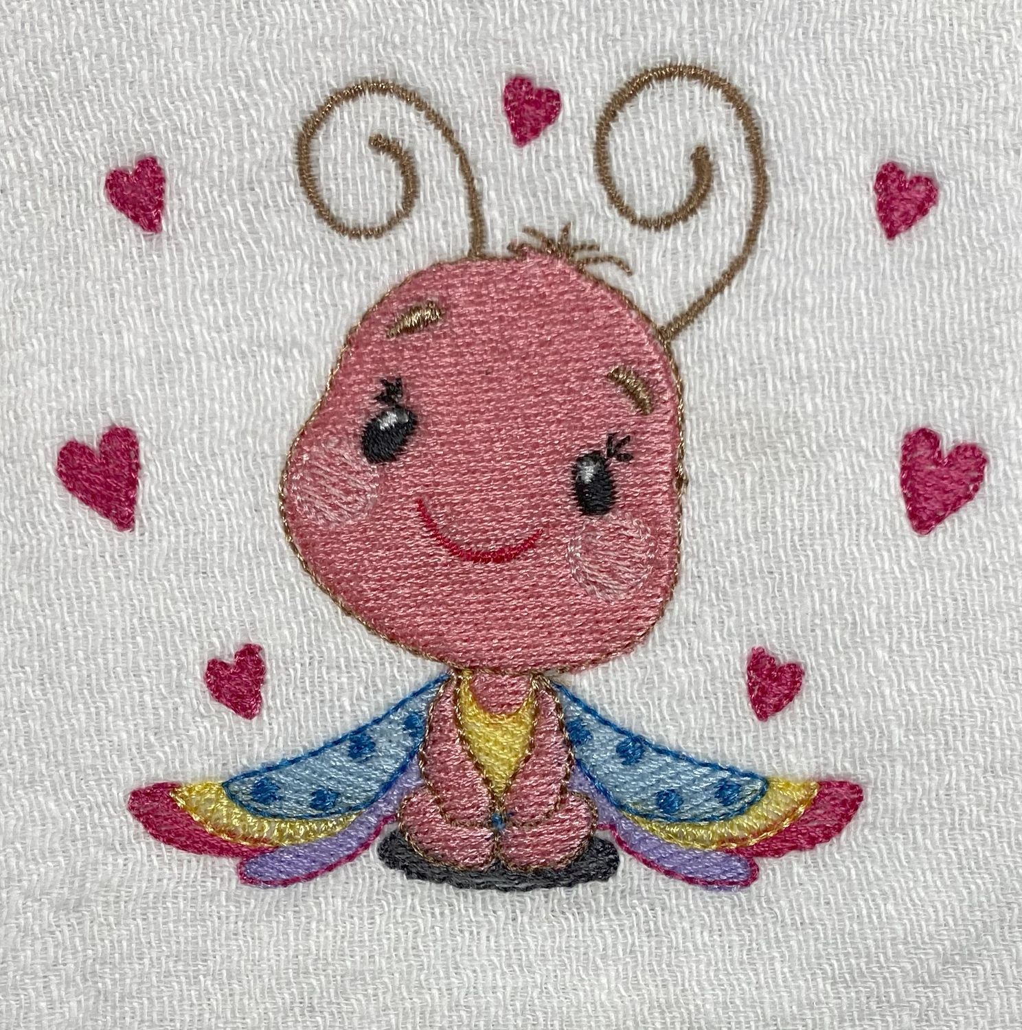 Sitting Butterfly with Hearts Bib