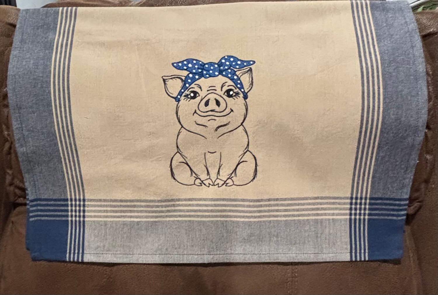 Pig with Blue Bandana Towel