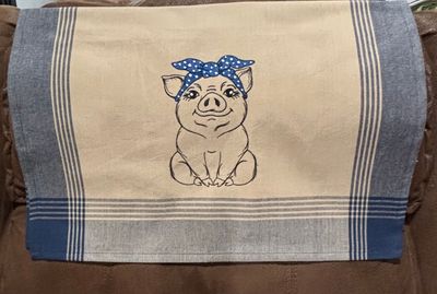 Pig with Blue Bandana Towel