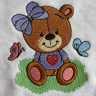 Girl Bear with Heart Bib