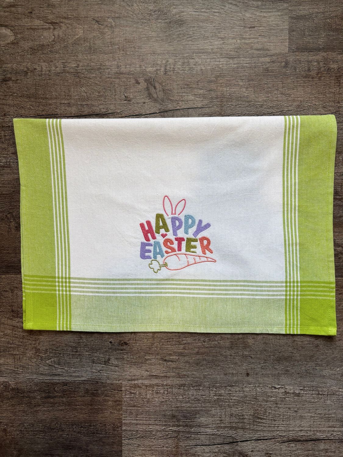 Happy Easter on Green Towel