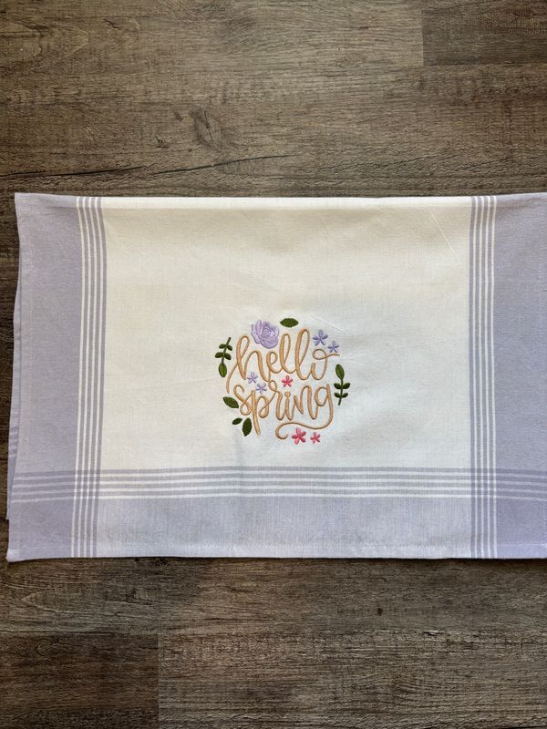 Hello Spring on Lavendar Towel