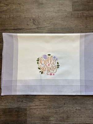 Hello Spring on Lavendar Towel