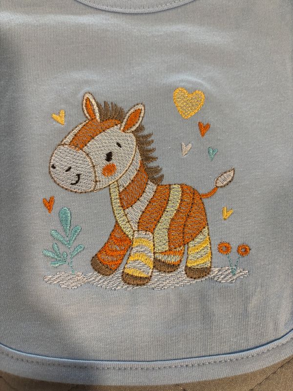 Patchwork Zebra Bib