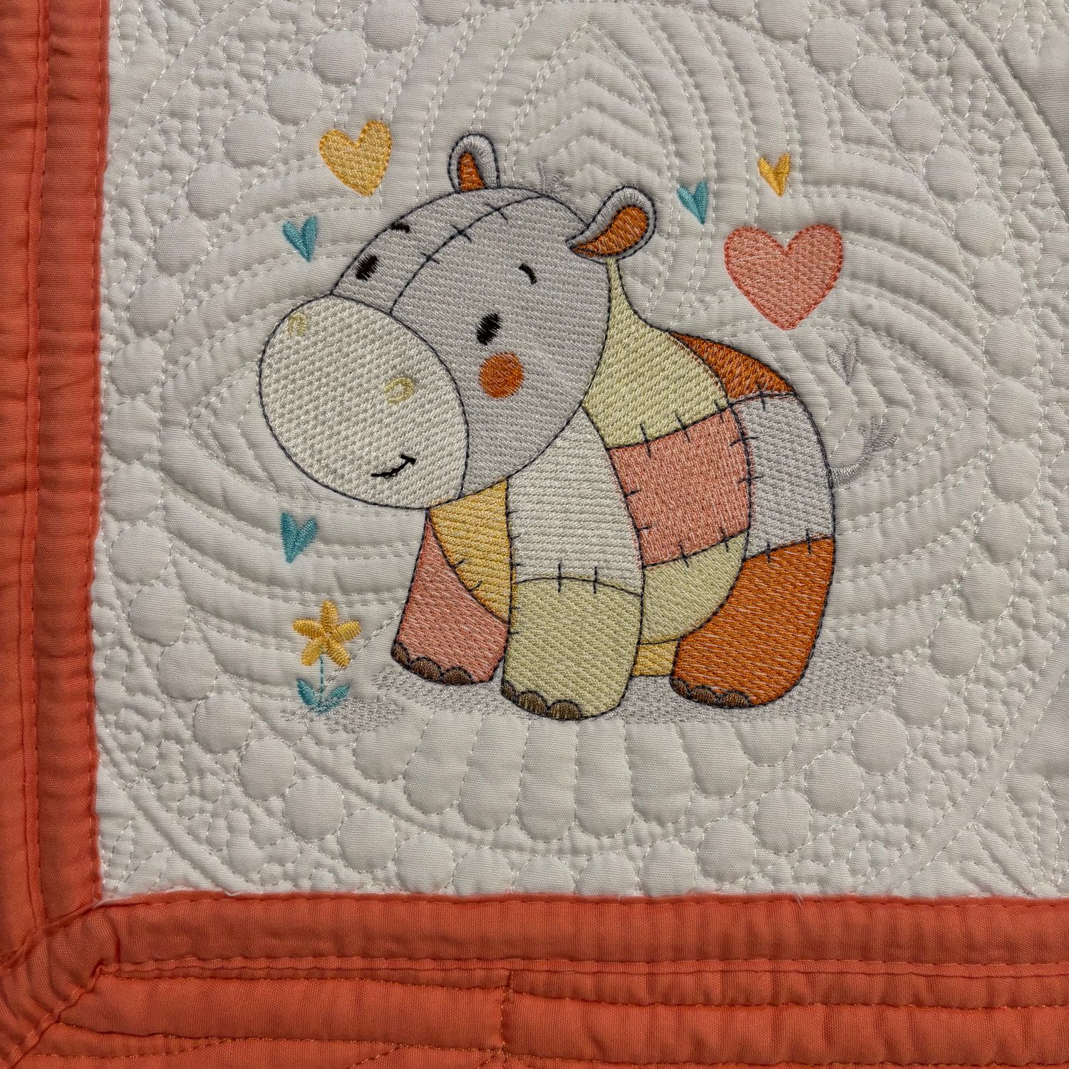 Patchwork Hippo Bib
