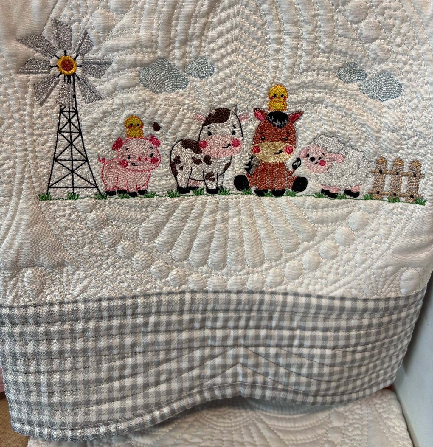 Farmyard Animals Heirloom Baby Quilt