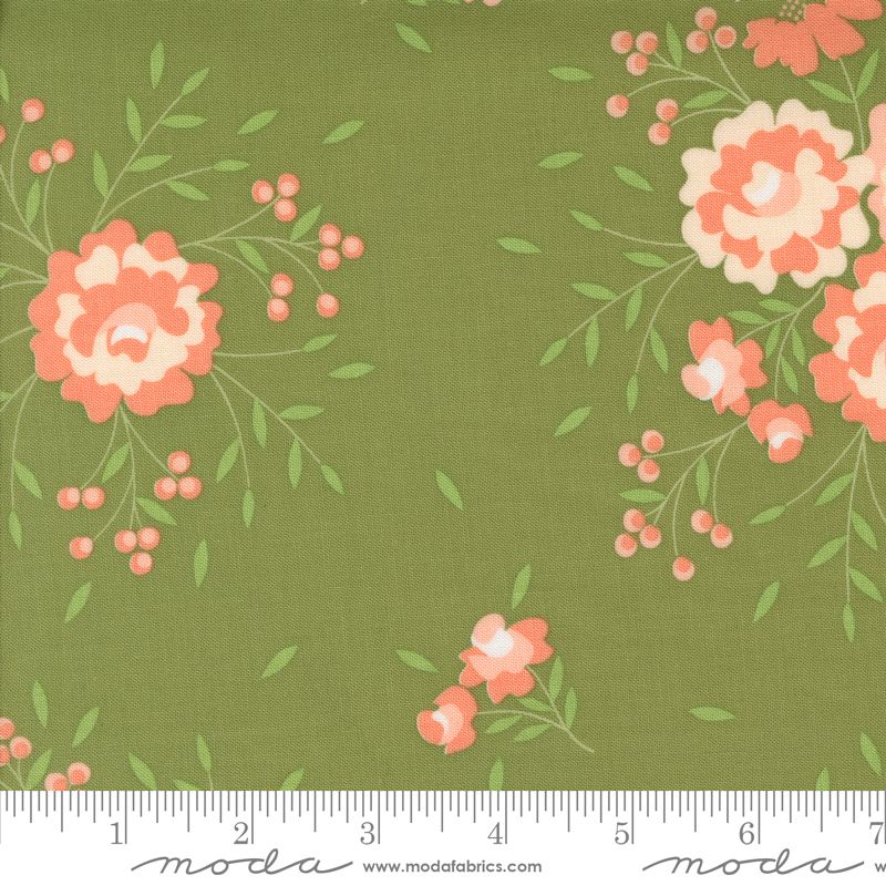 Abloom - Prairie Green Springtime Rose Yardage