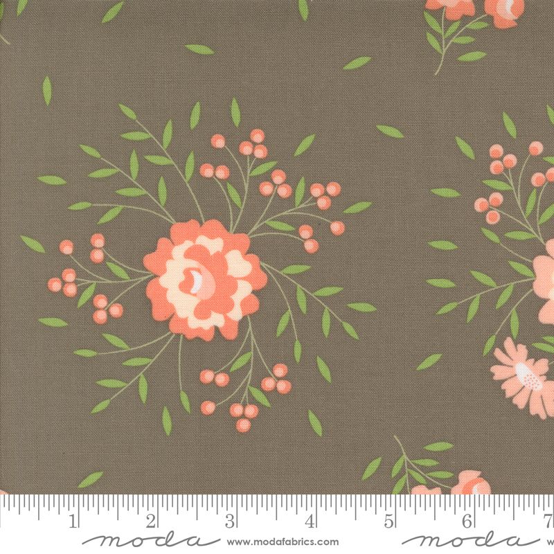 Abloom - Slate Springtime Rose Yardage
