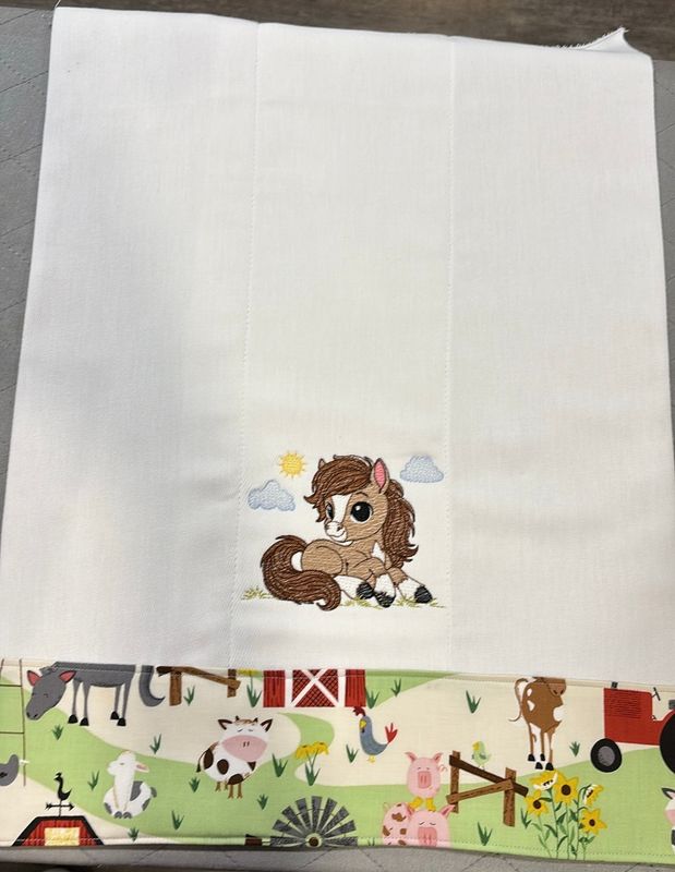 Horse Burp Cloth with Coordinating Border