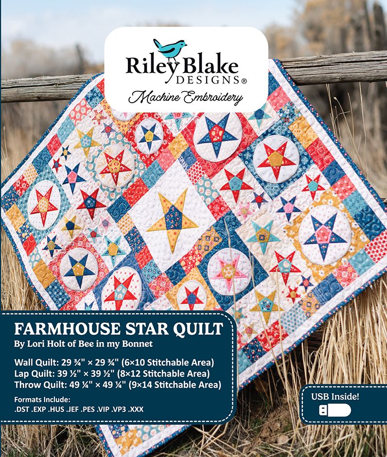 Americana - Farmhouse Star Quilt - Machine Embroidery USB