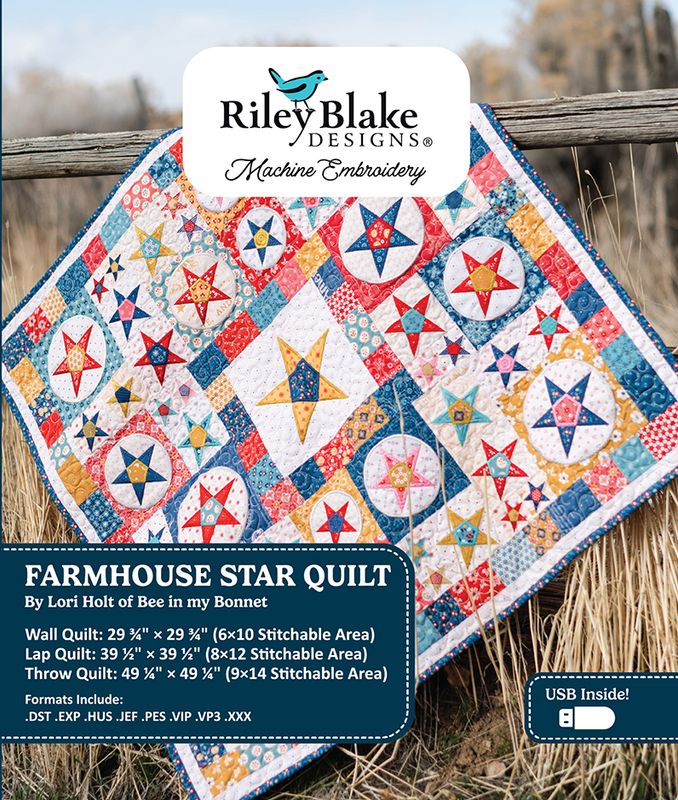 Americana - Farmhouse Star Quilt - Machine Embroidery USB