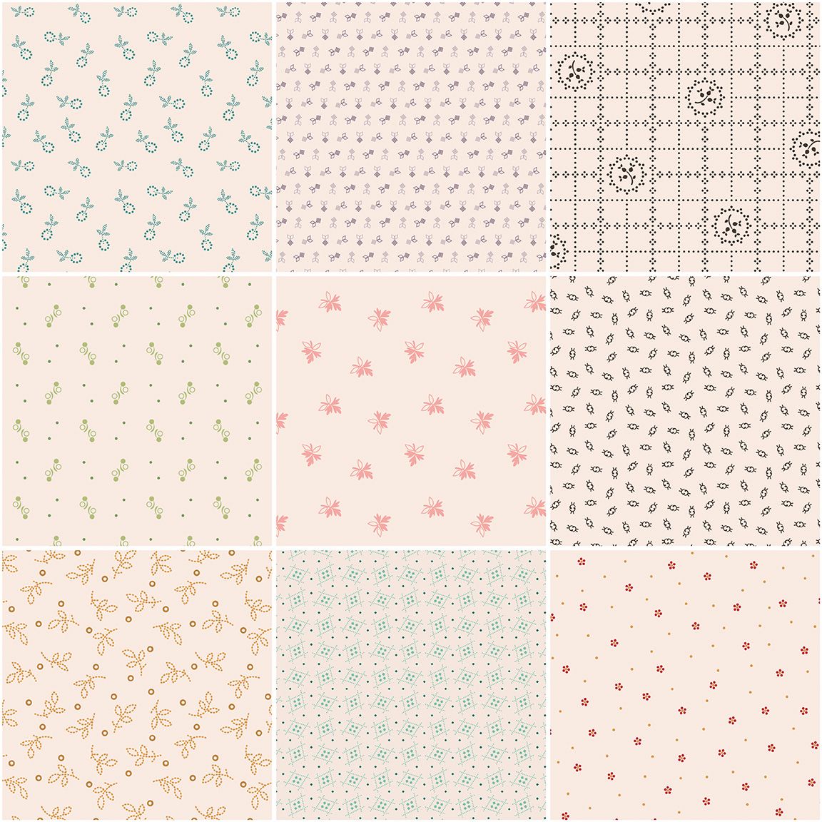 Gentler Times 1 Yard Bundle - Backgrounds 9 pieces