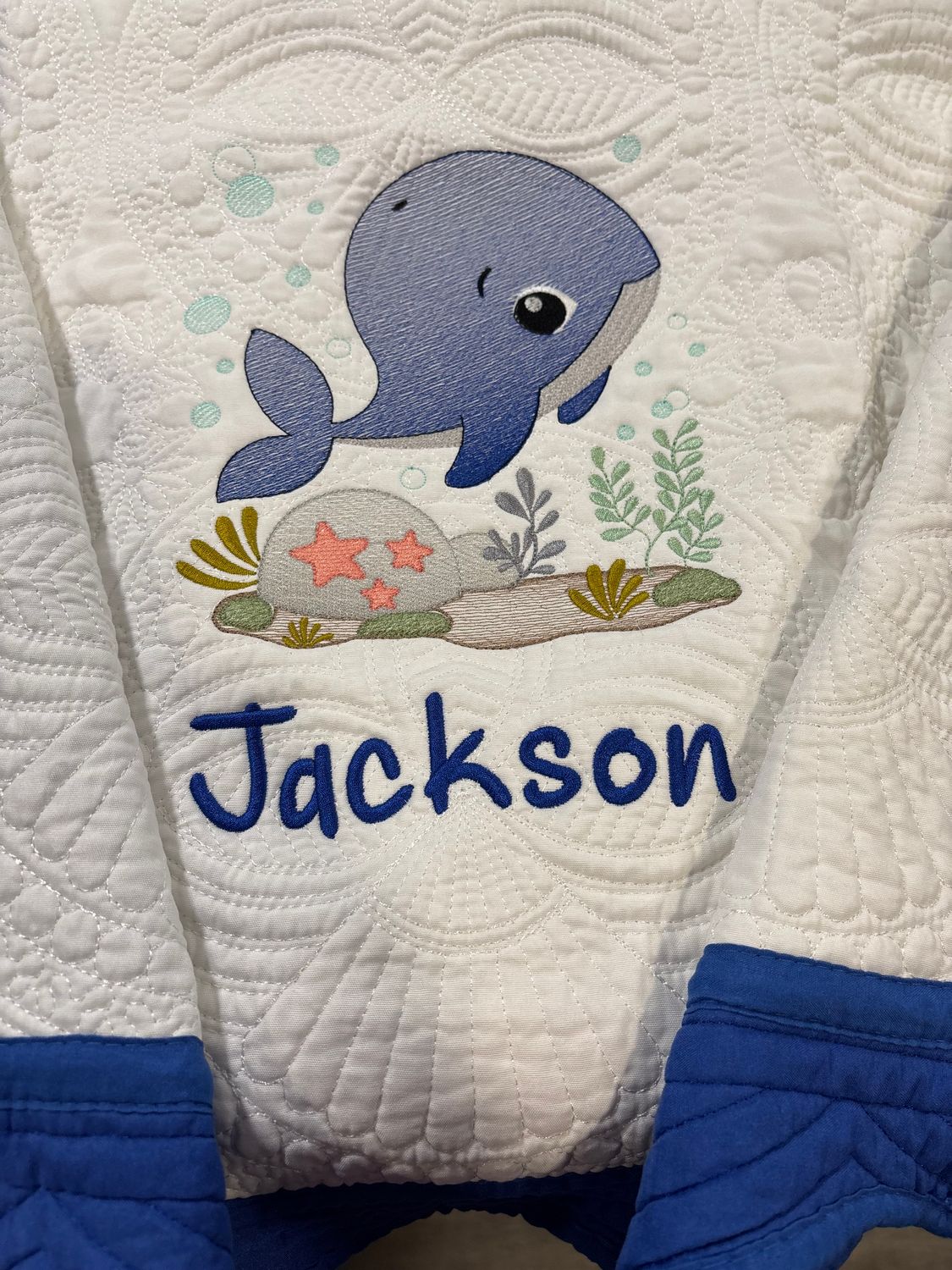 Whale Heirloom Baby Quilt