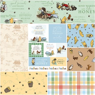 Winnie the Pooh 1 Yard Bundle Green, 7 Pcs.